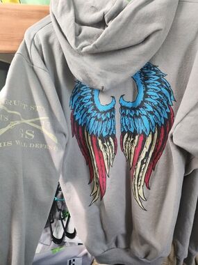 Grunt Style Grey Hoodie with Patriotic Wings